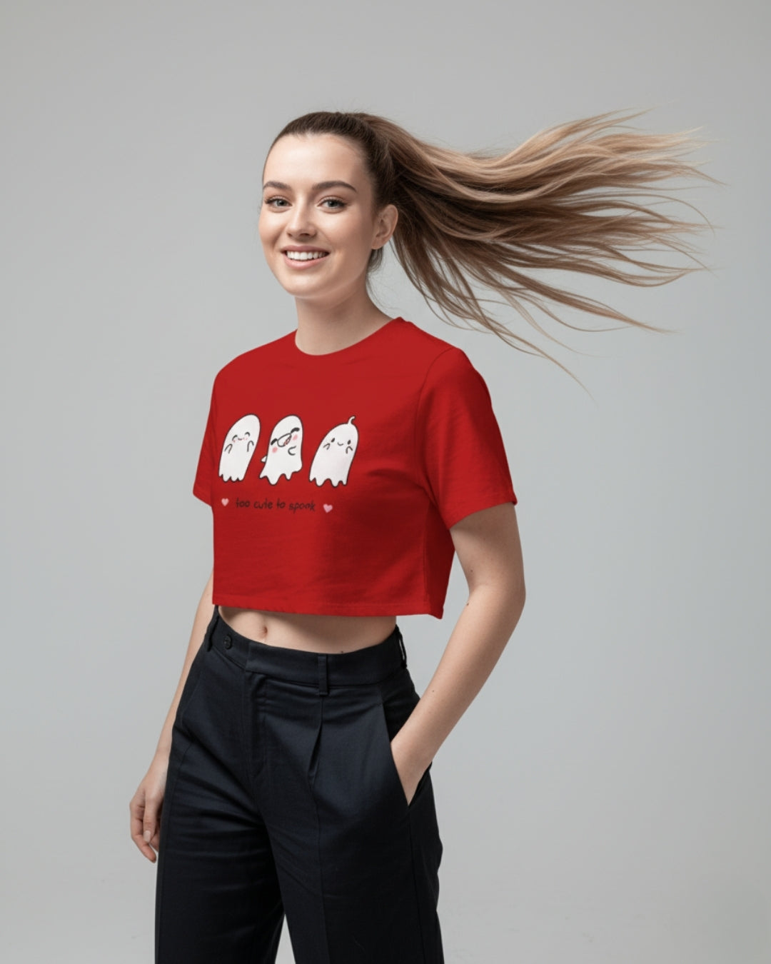 Too Cute to Spook Crop Top | Adorable Ghost Graphic Tee