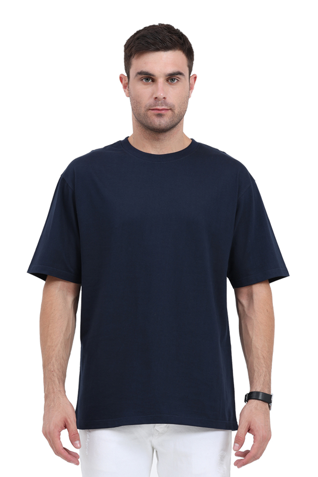 Basic Solids Navy Blue Unisex Oversized Tee | Streetwear Essential