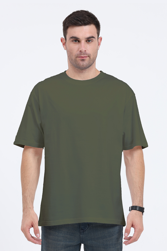 Basic Solids Olive Green Unisex Oversized Tee | Streetwear Essential