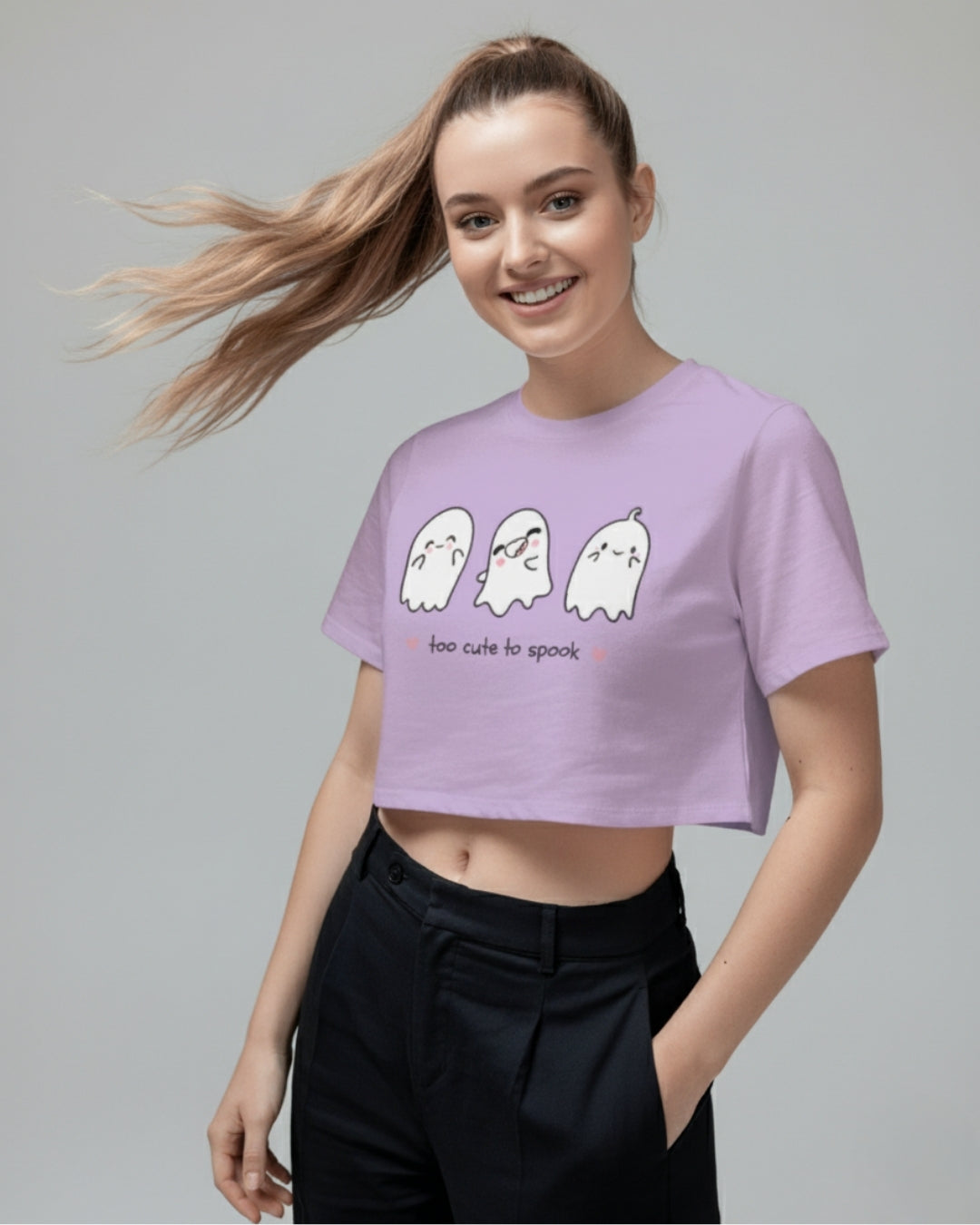 Too Cute to Spook Crop Top | Adorable Ghost Graphic Tee