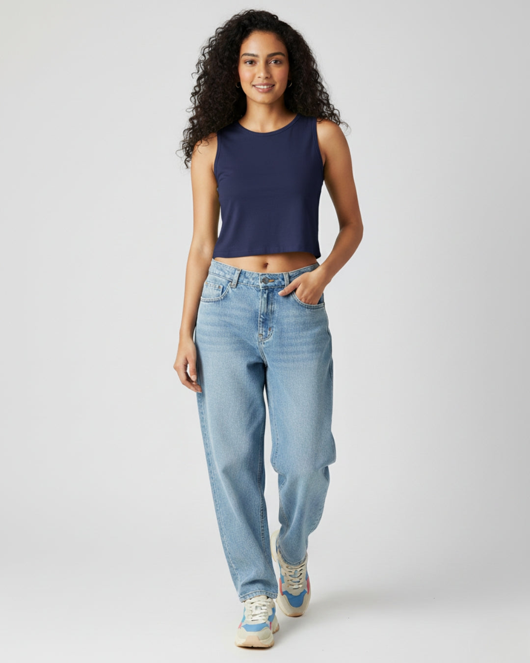 NAVY BLUE CROP TANK TOP – STREET-FRESH, ULTRA-SOFT, MADE TO MOVE