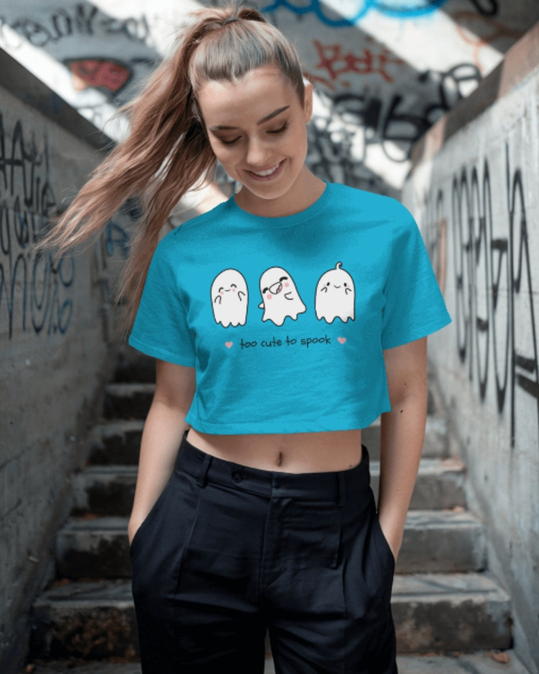 Too Cute to Spook Crop Top | Adorable Ghost Graphic Tee
