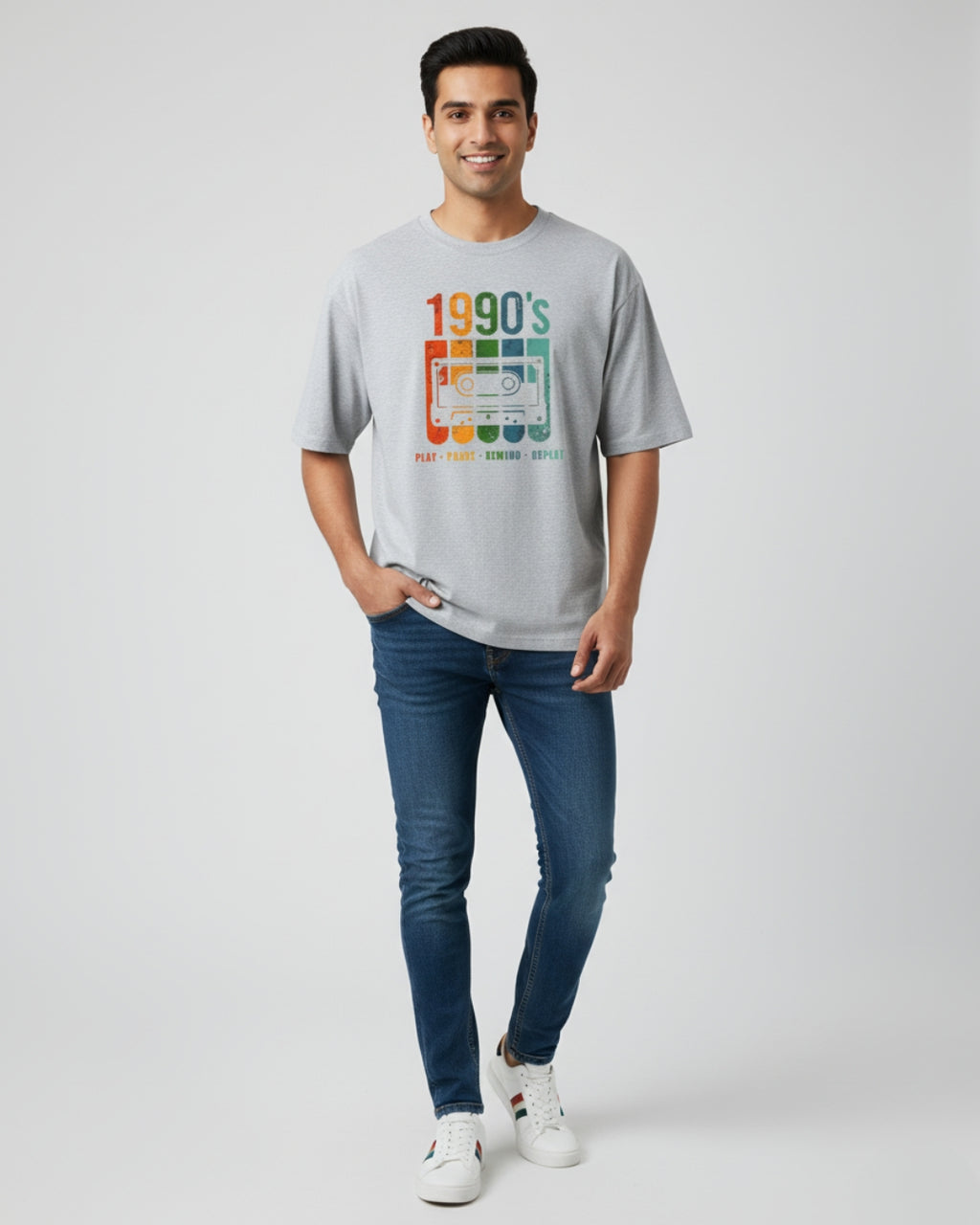 90s Glitch Era Oversized Tee | Retro-Futuristic Streetwear