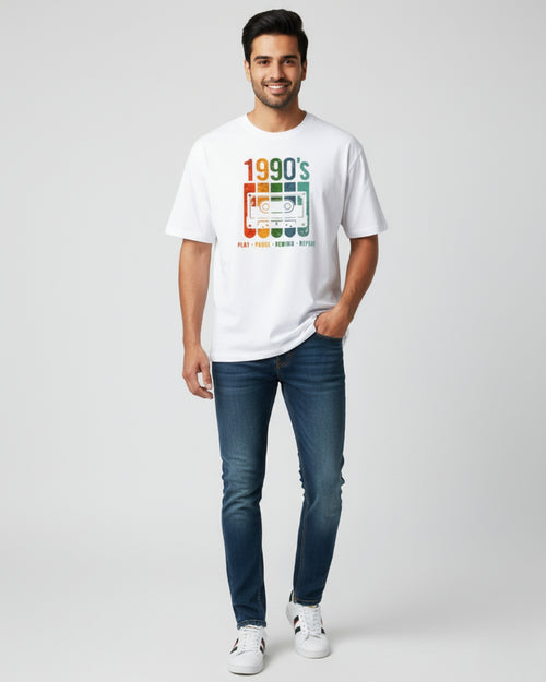 90s Glitch Era Oversized Tee | Retro-Futuristic Streetwear