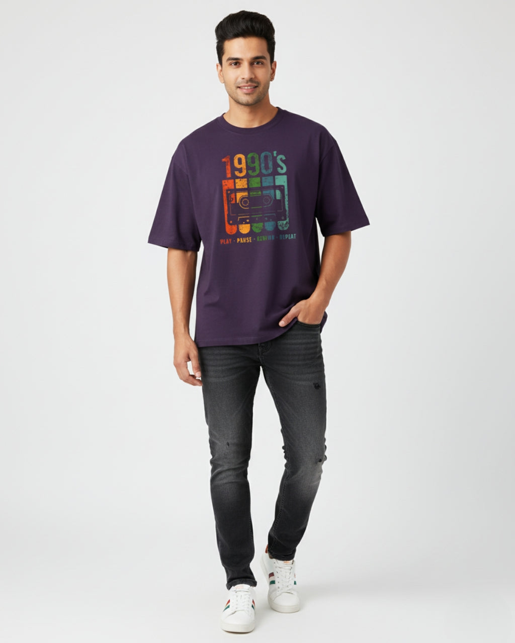 90s Glitch Era Oversized Tee | Retro-Futuristic Streetwear