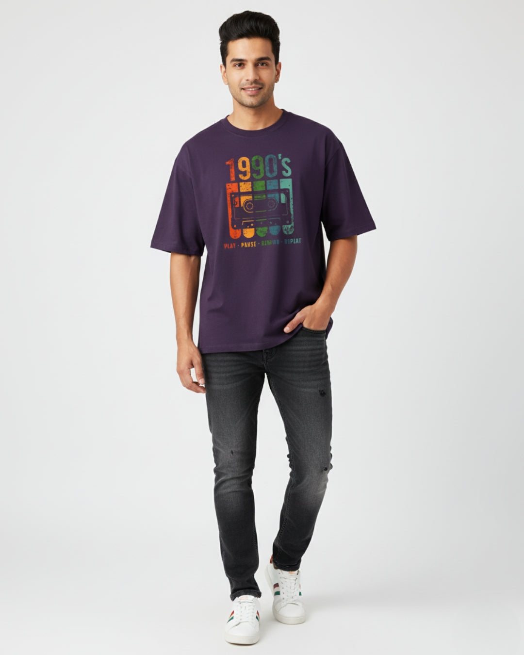 90s Glitch Era Oversized Tee | Retro-Futuristic Streetwear