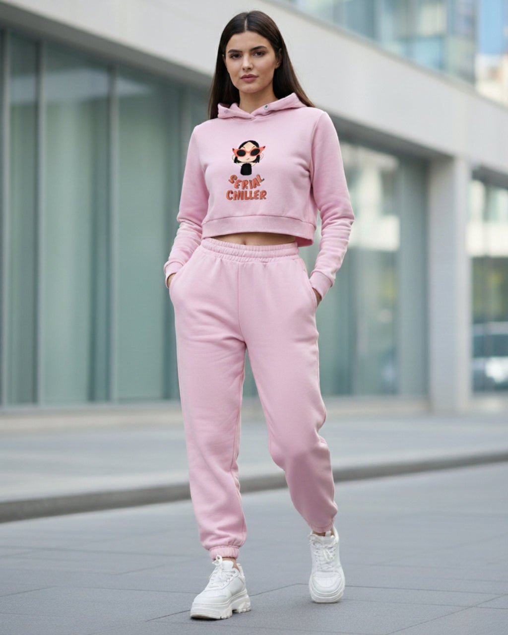 SERIAL CHILLER Crop Hoodie | PopDrop Streetwear