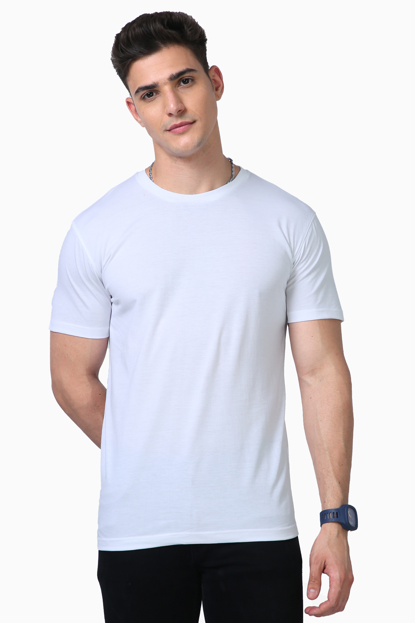 WHITE SOLID SUPIMA COTTON TEE EVERYDAY ESSENTIAL  – CLASSIC FIT IN LUXURY COTTON