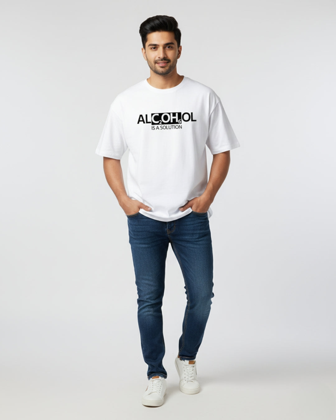 ALC2OH6OL Is A Solution Oversized Tee | Witty Streetwear by PopDrop