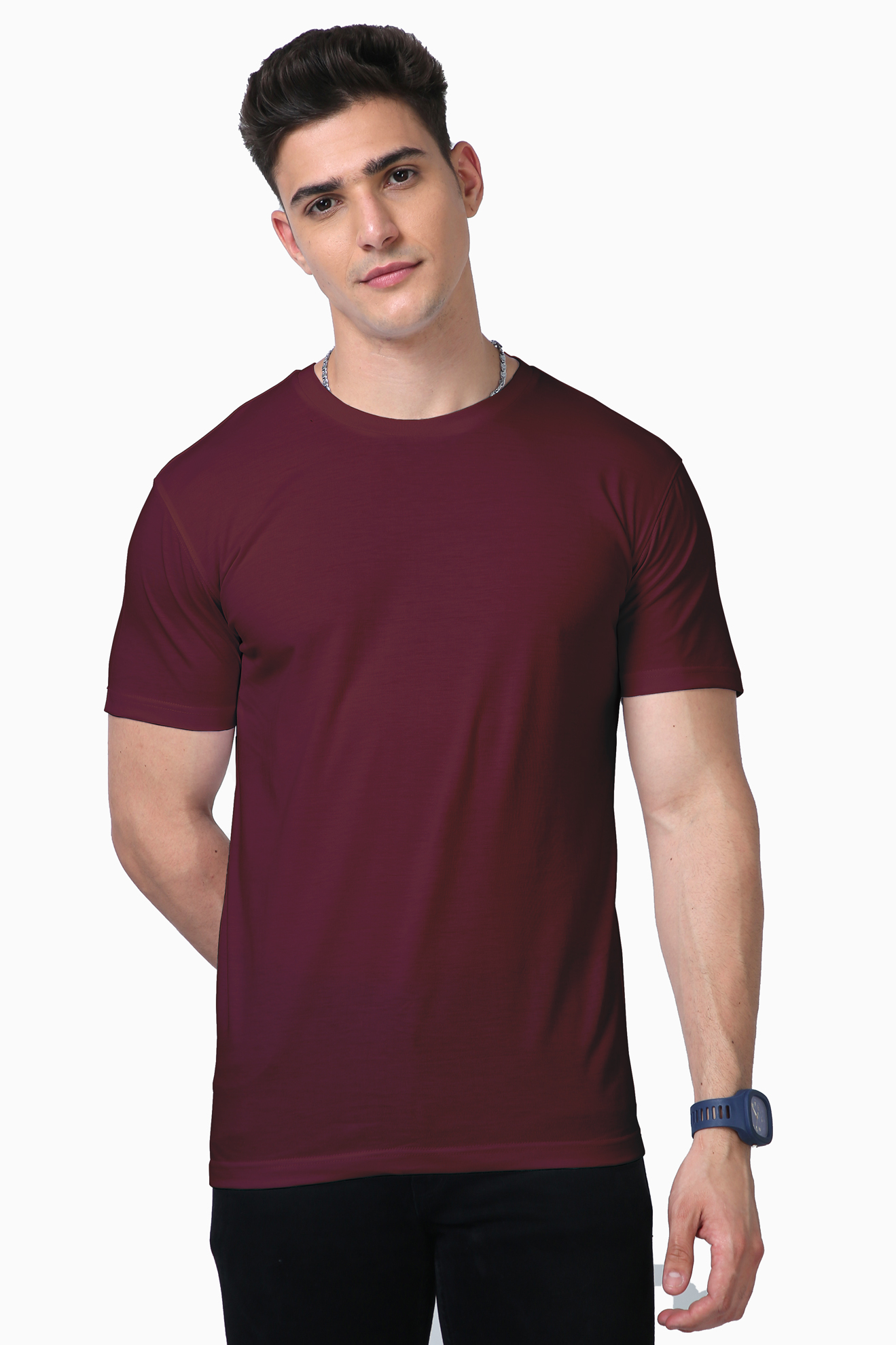 MAROON SOLID SUPIMA COTTON TEE EVERYDAY ESSENTIAL – CLASSIC FIT IN LUXURY COTTON