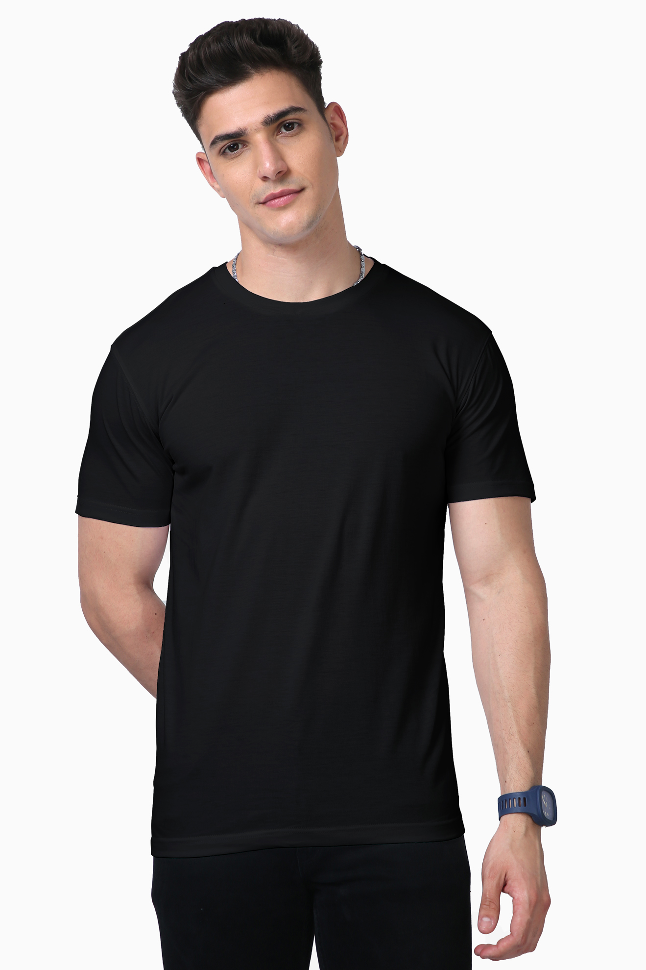 BLACK SOLID SUPIMA COTTON TEE EVERYDAY ESSENTIAL  – CLASSIC FIT IN LUXURY COTTON