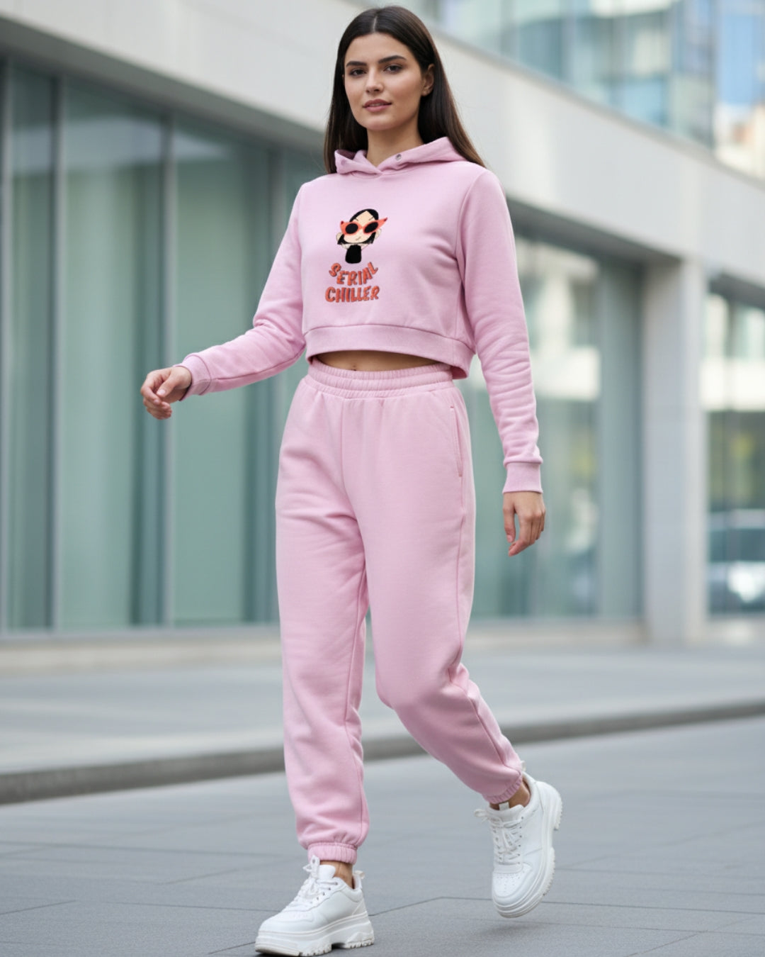 SERIAL CHILLER Crop Hoodie | PopDrop Streetwear