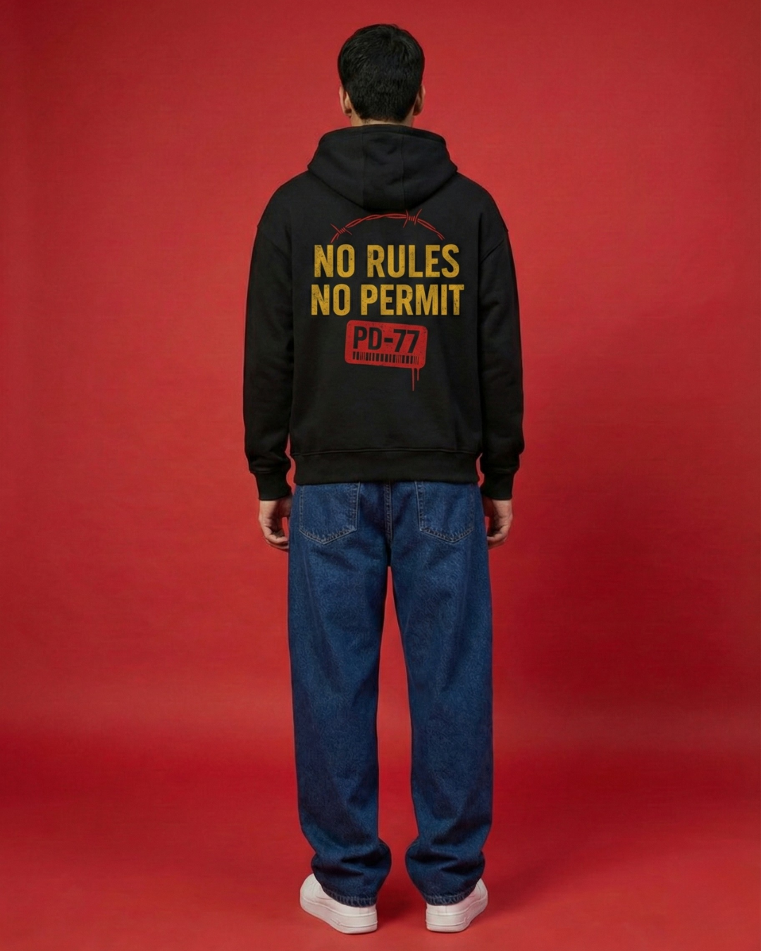 PD–77 “No Rules No Permit” Oversized Hoodie | 400 GSM Premium Chaoswear