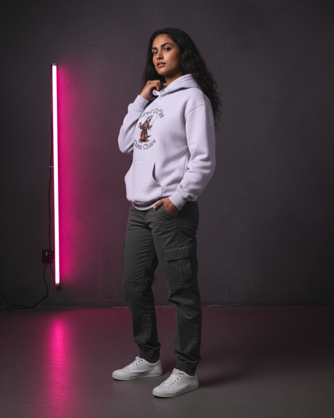 First Coffee Then Chaos Hoodie — Possum Warrior