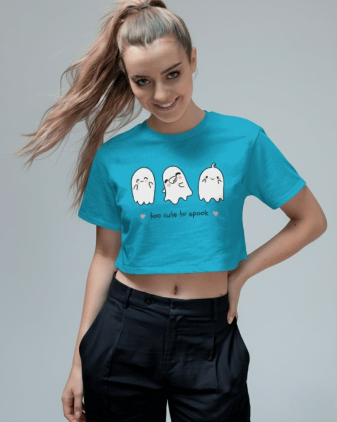 Too Cute to Spook Crop Top | Adorable Ghost Graphic Tee