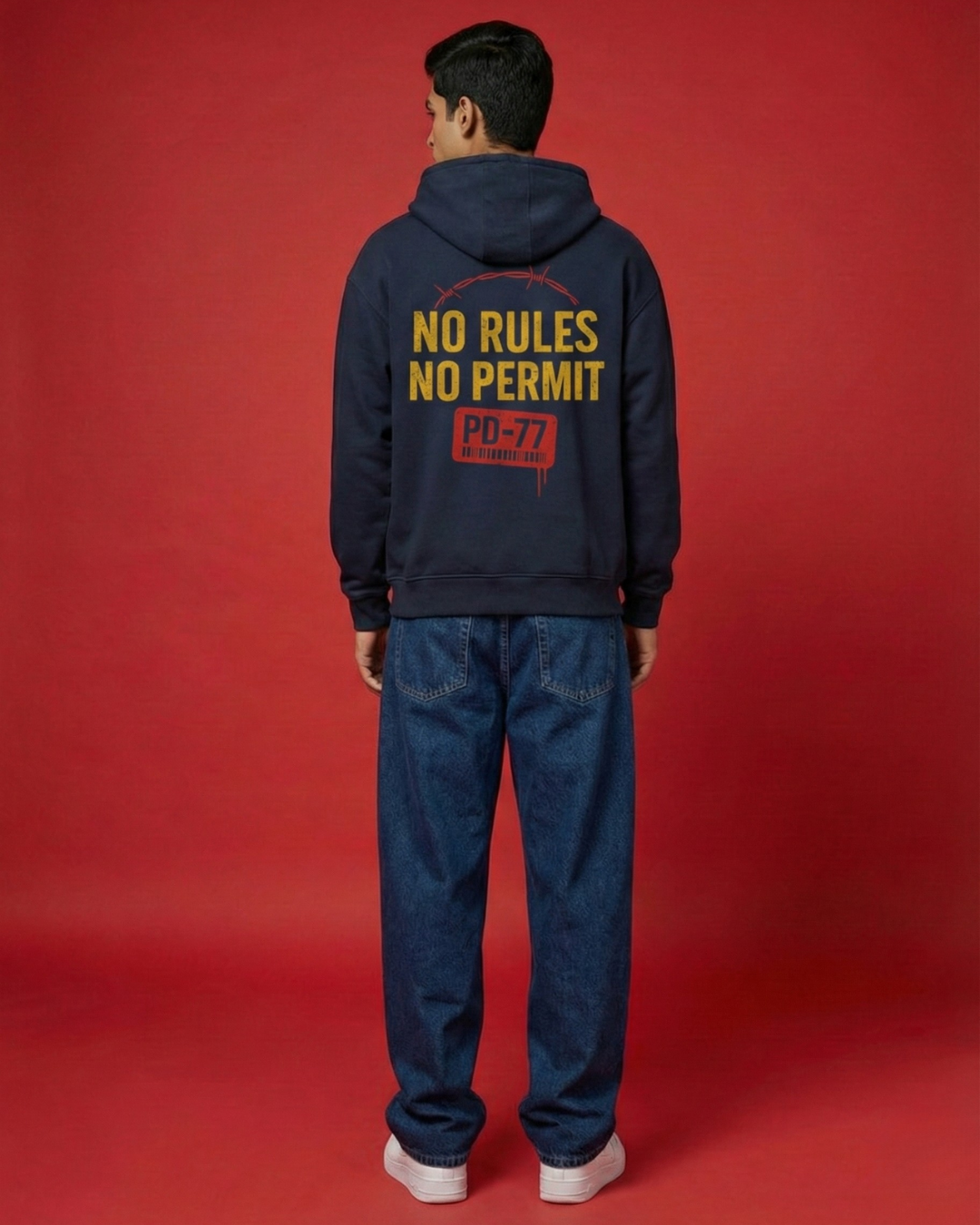 PD–77 “No Rules No Permit” Oversized Hoodie | 400 GSM Premium Chaoswear