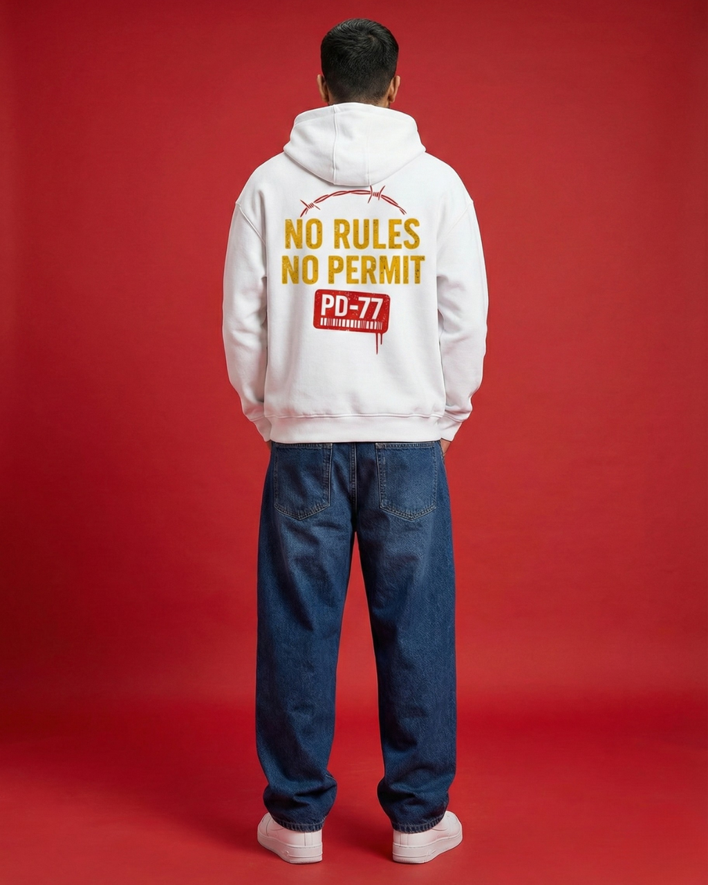 PD–77 “No Rules No Permit” Oversized Hoodie | 400 GSM Premium Chaoswear