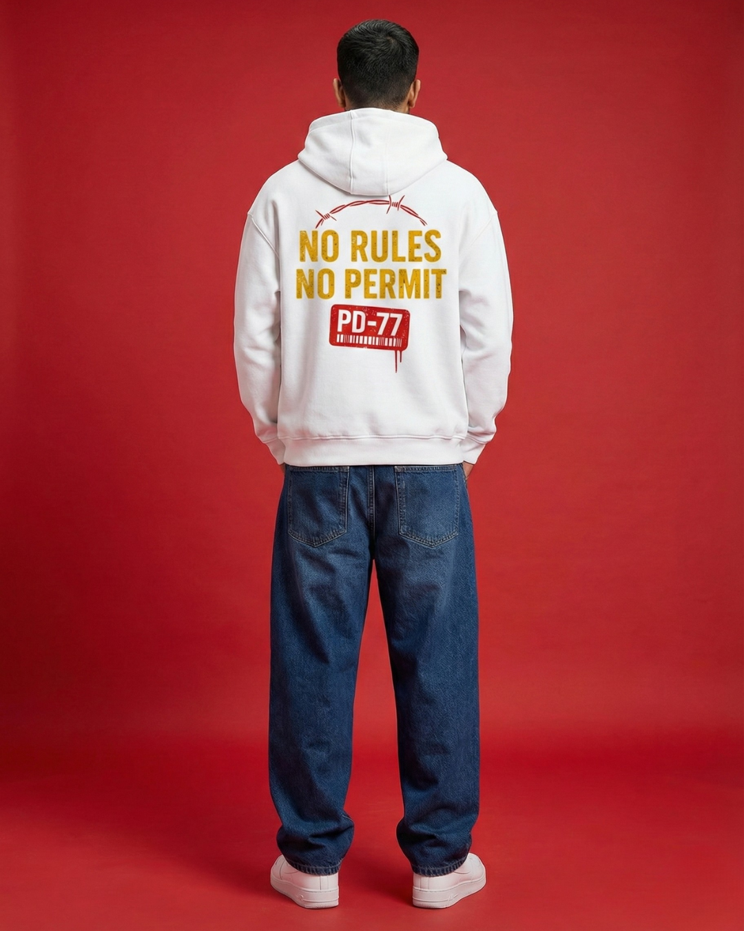 PD–77 “No Rules No Permit” Oversized Hoodie | 400 GSM Premium Chaoswear