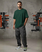 Heavy Basic Solids: Bottle Green Unisex Oversized Classic T-Shirt – 240 GSM Heavyweight Cotton