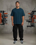 Heavy Basic Solids: Petrol Blue Unisex Oversized Classic T-Shirt – 240 GSM Heavyweight Cotton