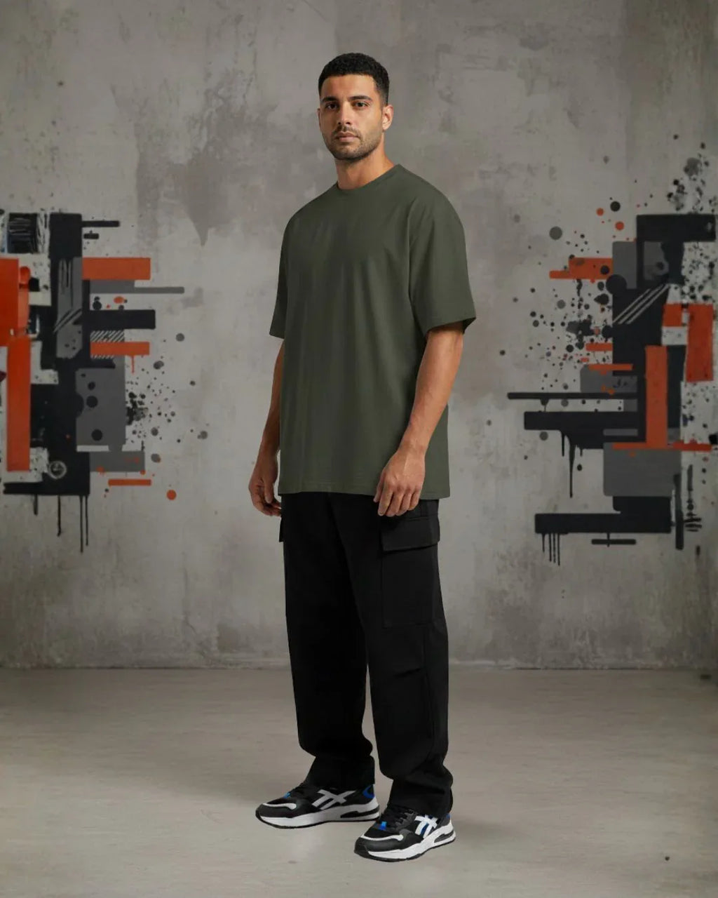 Heavy Basic Solids: Olive Green Unisex Oversized Classic T-Shirt – 240 GSM Heavyweight Cotton