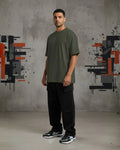 Heavy Basic Solids: Olive Green Unisex Oversized Classic T-Shirt – 240 GSM Heavyweight Cotton