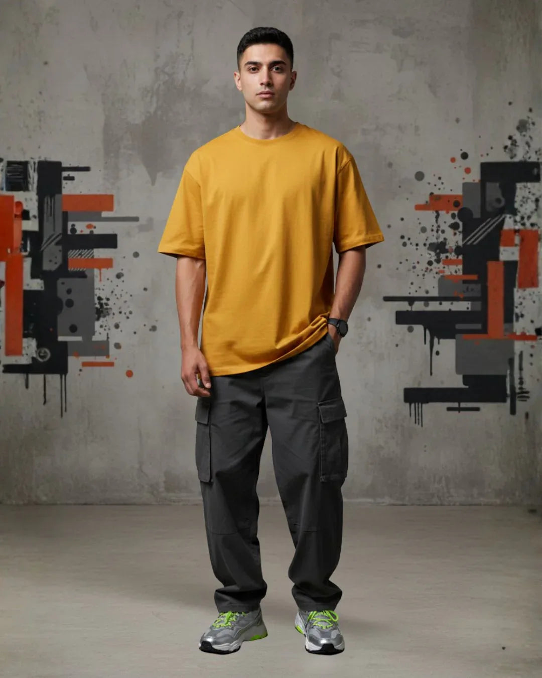 Heavy Basic Solids: Mustard Yellow Unisex Oversized Classic T-Shirt – 240 GSM Heavyweight Cotton