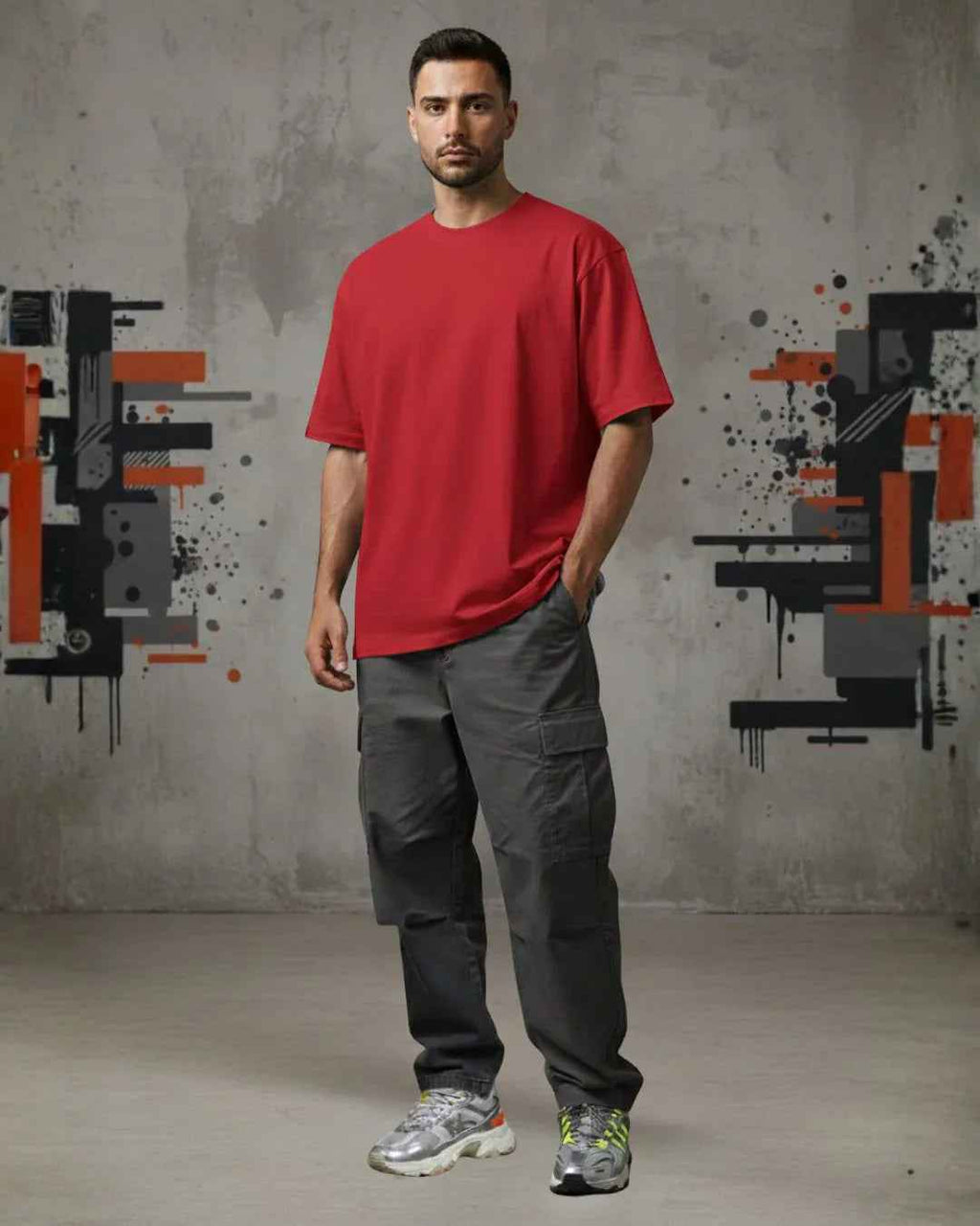 Heavy Basic Solids: Red Unisex Oversized Classic T-Shirt – 240 GSM Heavyweight Cotton