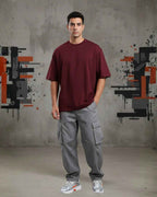 Heavy Basic Solids: Maroon Unisex Oversized Classic T-Shirt – 240 GSM Heavyweight Cotton