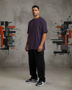 Heavy Basic Solids: Purple Unisex Oversized Classic T-Shirt – 240 GSM Heavyweight Cotton