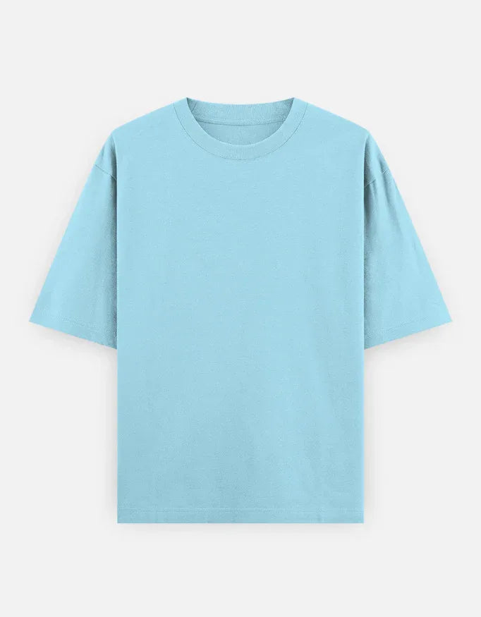 Heavy Basic Solids: Baby Blue Unisex Oversized Tee - The PopDrop Store