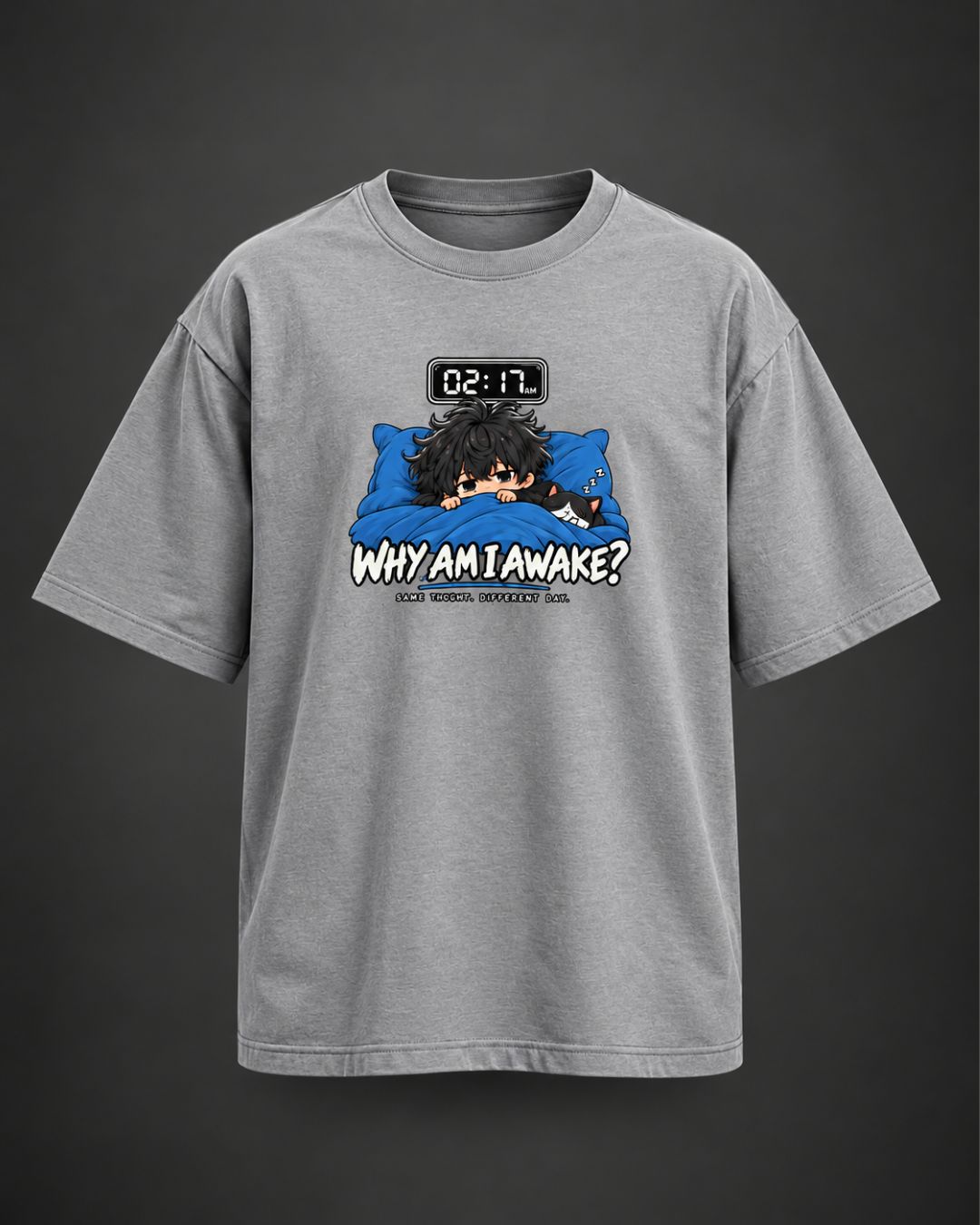 Why Am I Awake? Chibli Oversized T-Shirt