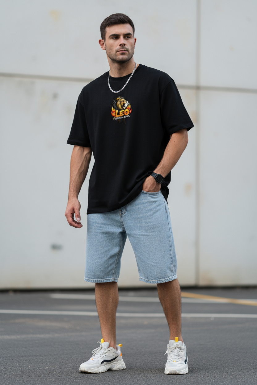 Leo Zodiac Oversized Tee | Graffiti Streetwear Graphic Tee by PopDrop