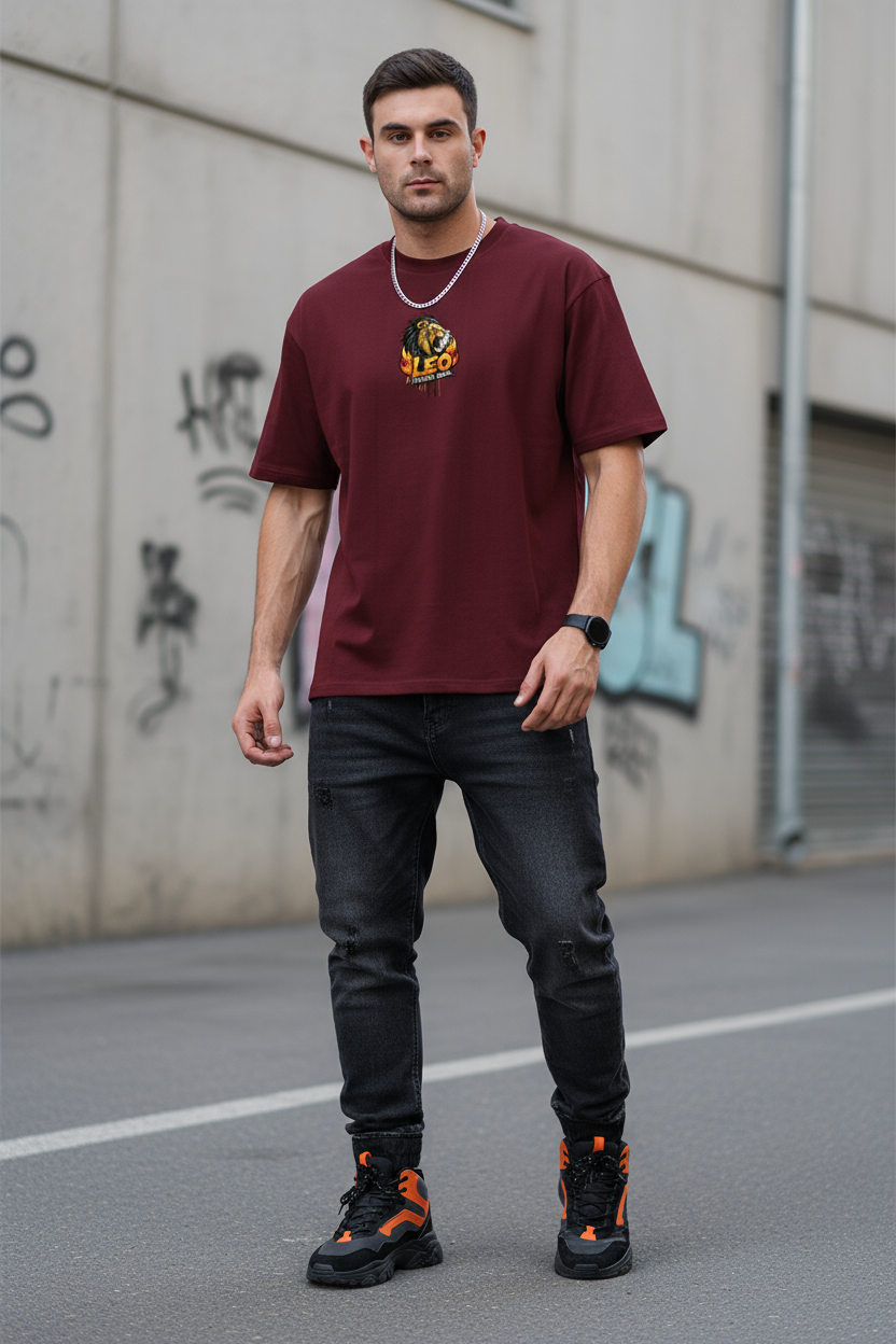 Leo Zodiac Oversized Tee | Graffiti Streetwear Graphic Tee by PopDrop
