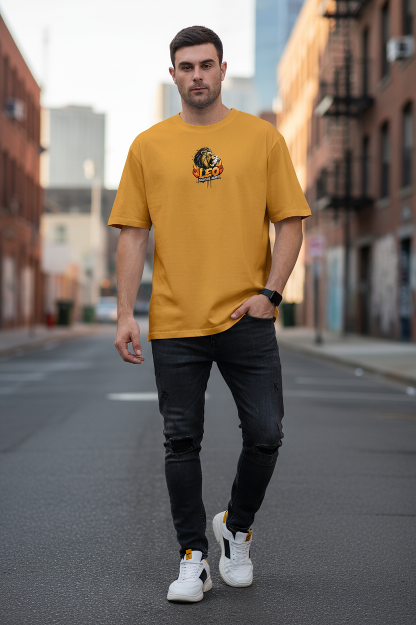 Leo Zodiac Oversized Tee | Graffiti Streetwear Graphic Tee by PopDrop