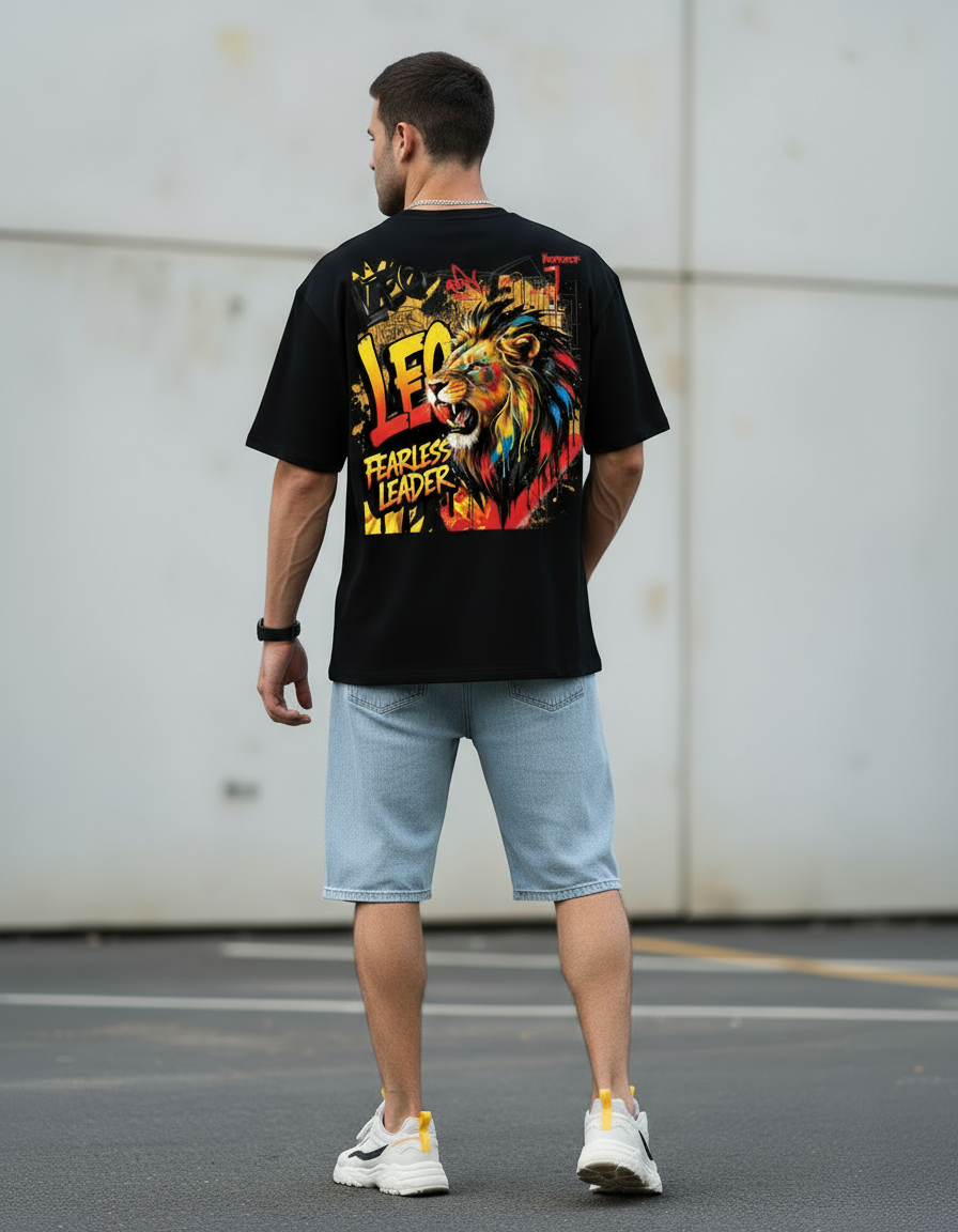 Leo Zodiac Oversized Tee | Graffiti Streetwear Graphic Tee by PopDrop