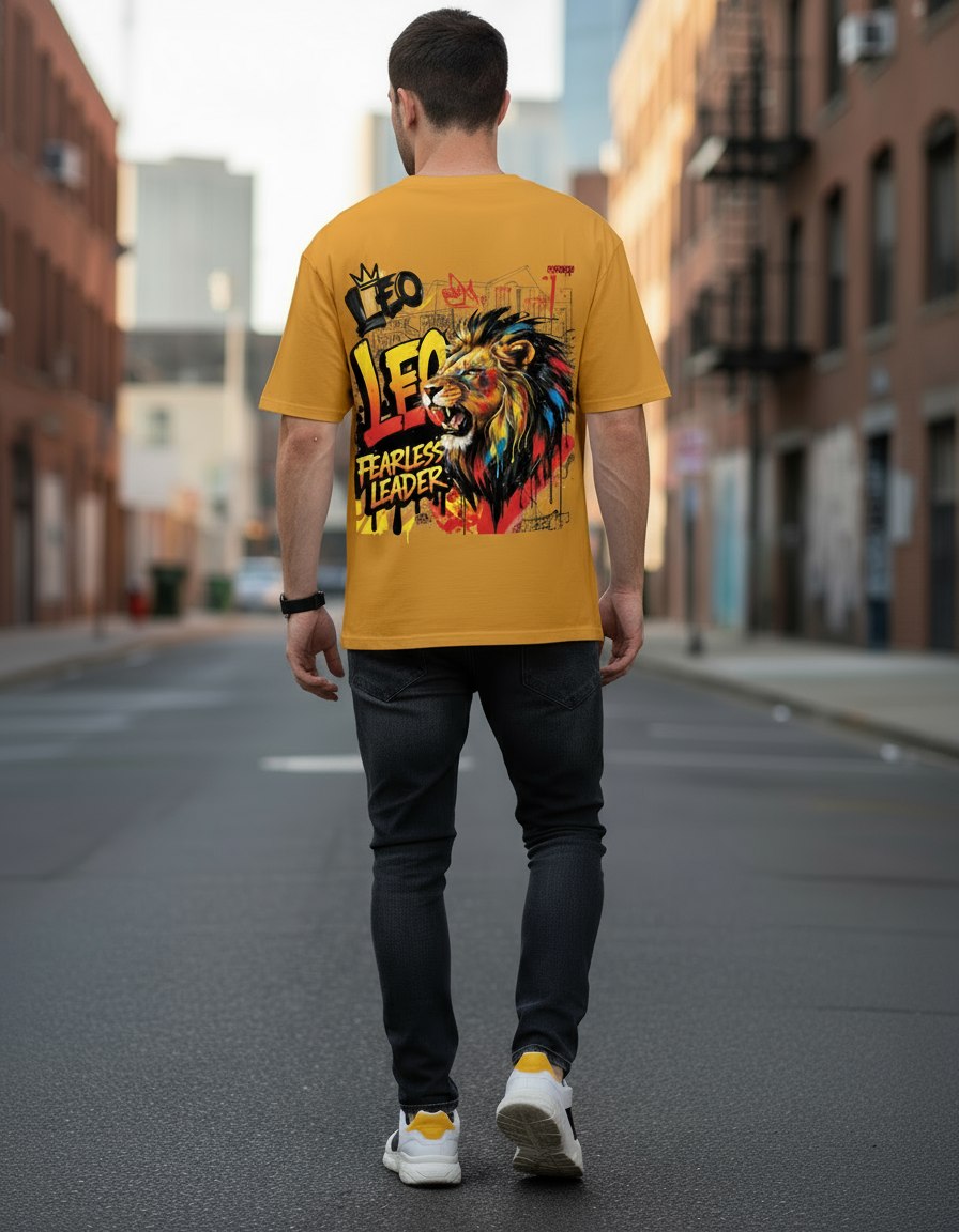 Leo Zodiac Oversized Tee | Graffiti Streetwear Graphic Tee by PopDrop