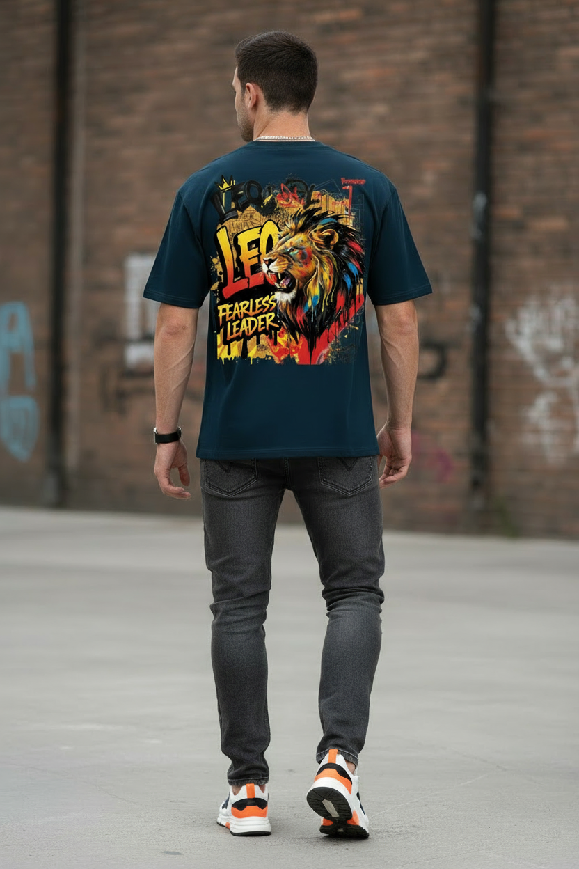 Leo Zodiac Oversized Tee | Graffiti Streetwear Graphic Tee by PopDrop