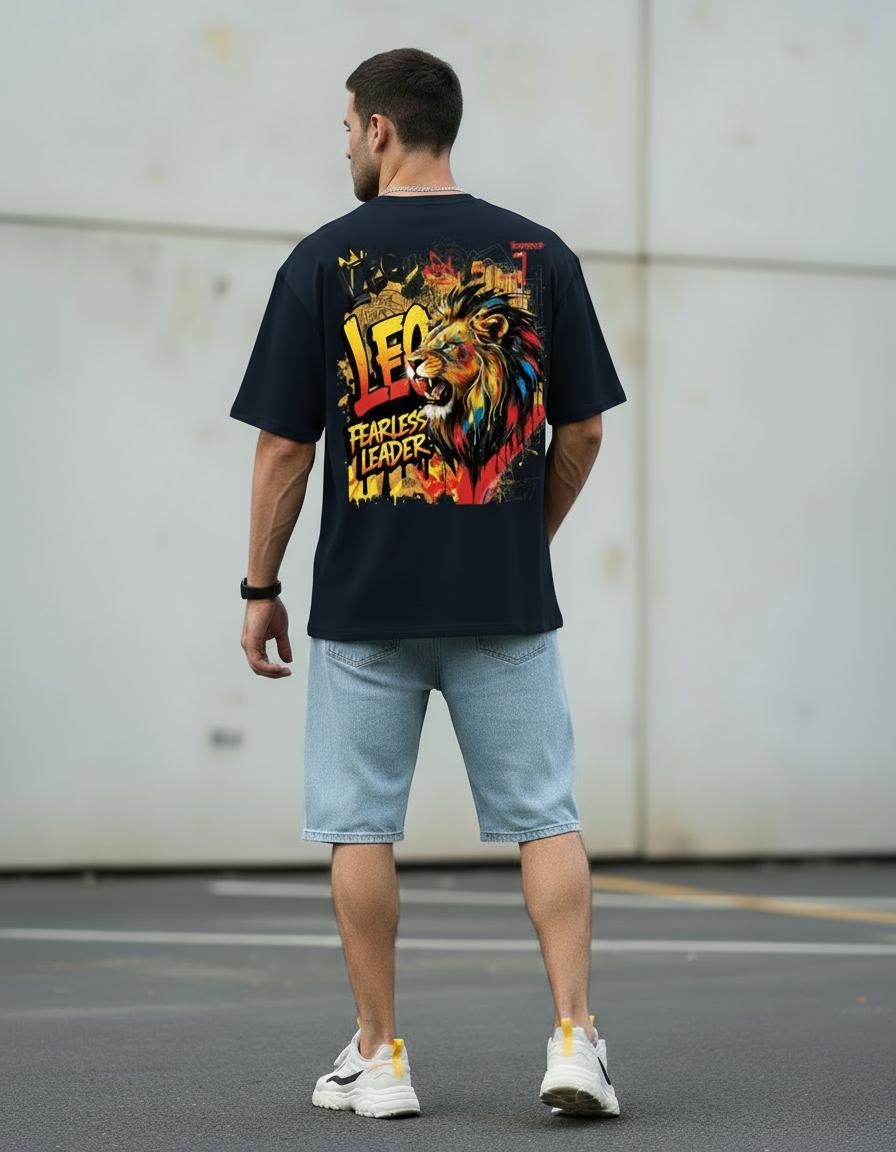 Leo Zodiac Oversized Tee | Graffiti Streetwear Graphic Tee by PopDrop