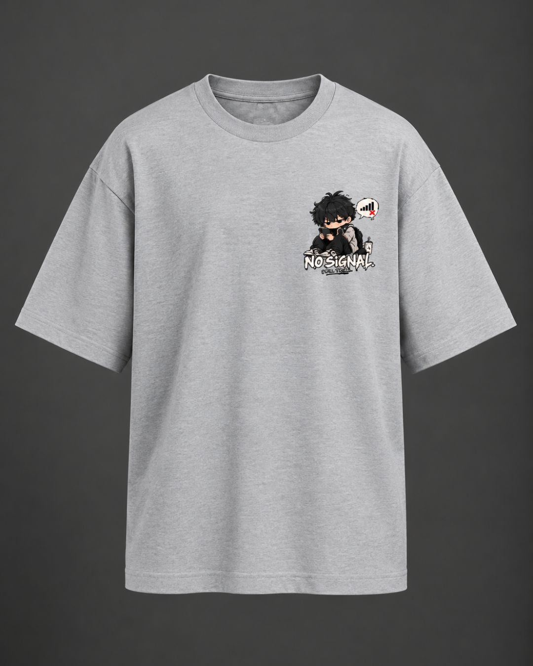 No Signal Graphic Oversized T-Shirt