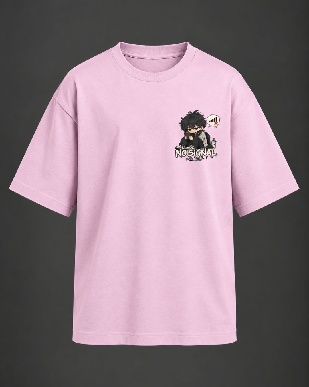 No Signal Graphic Oversized T-Shirt
