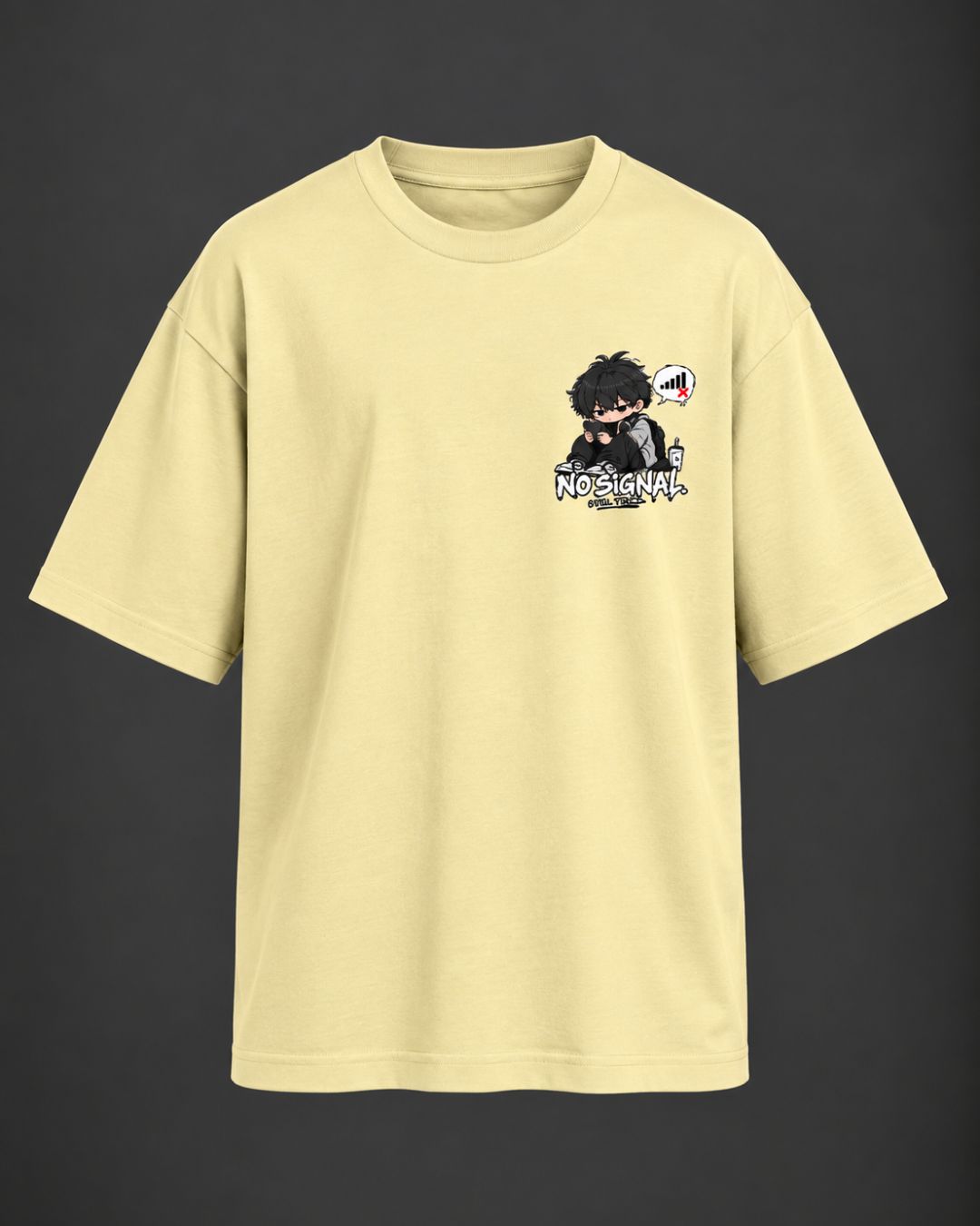 No Signal Graphic Oversized T-Shirt