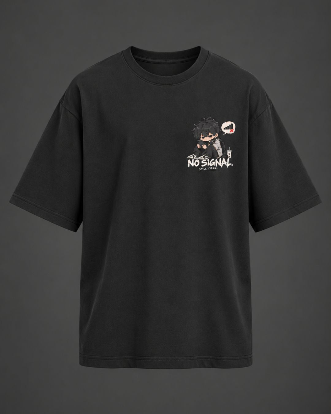 No Signal Graphic Oversized T-Shirt