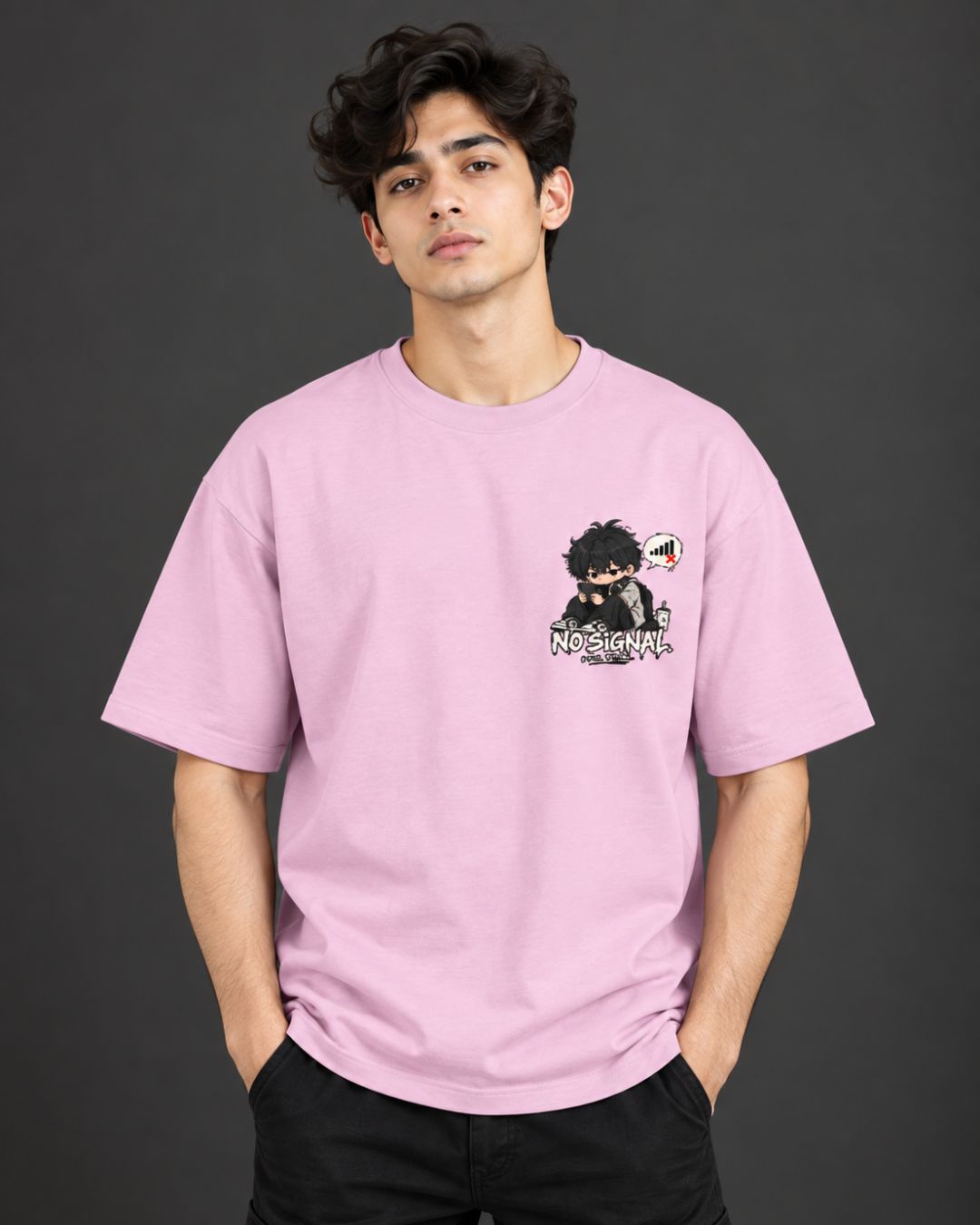 No Signal Graphic Oversized T-Shirt