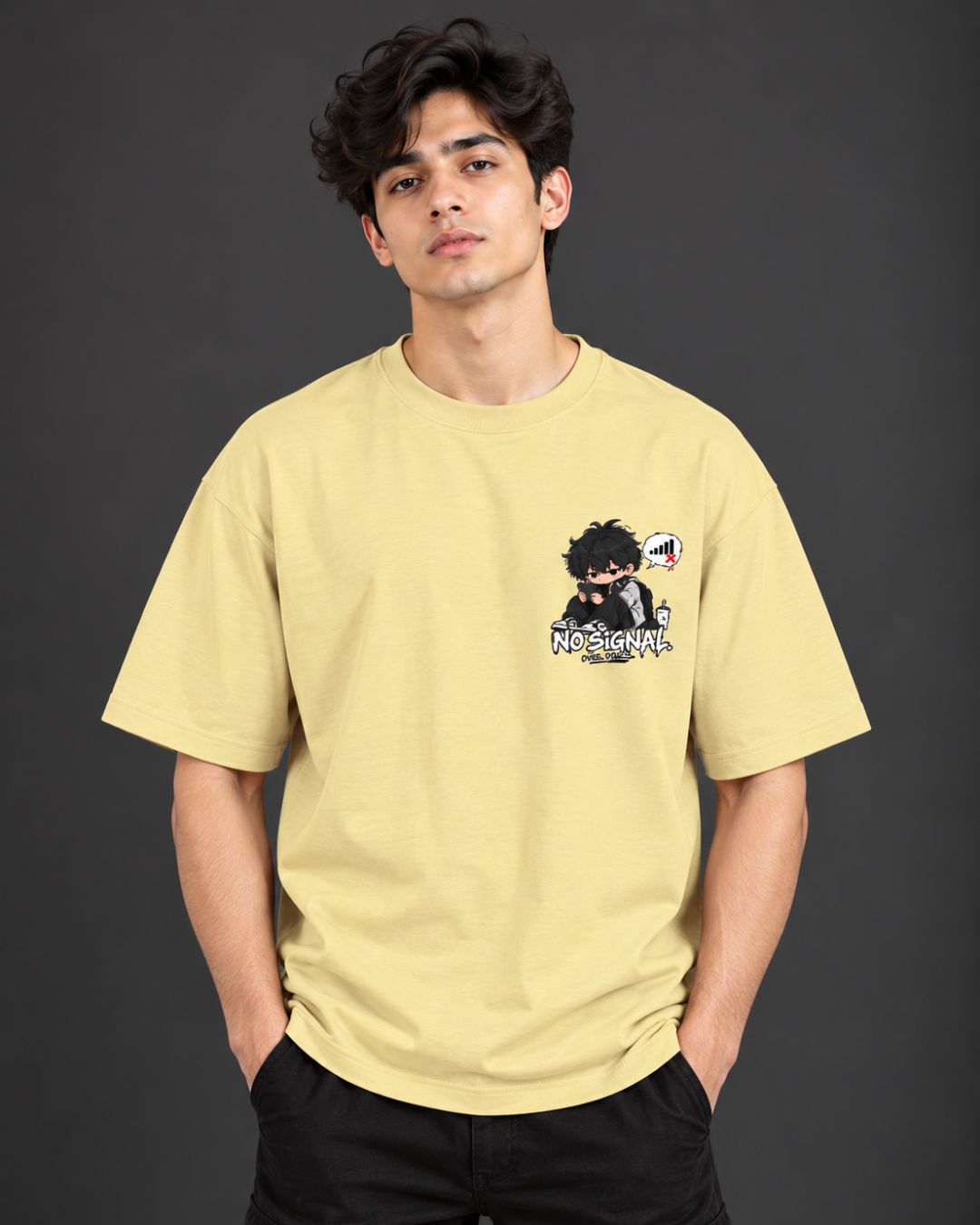 No Signal Graphic Oversized T-Shirt