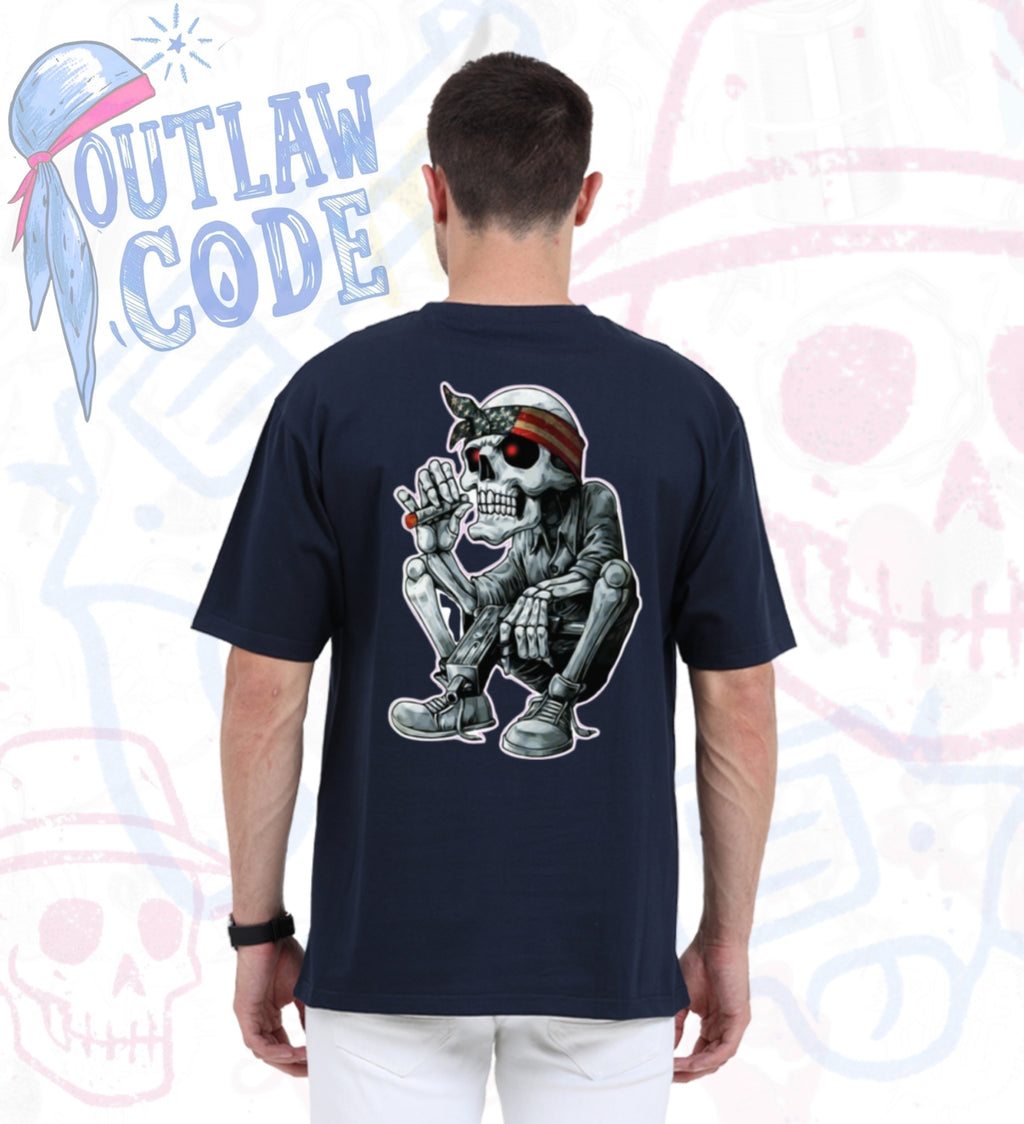 BLUNT BONES OVERSIZED TEE – SKELETON SMOKING TEE BY POPDROP