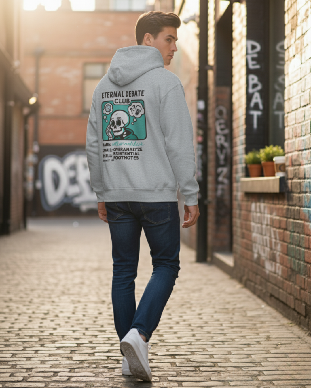 Eternal Debate Club Hoodie — Neon Skeleton Streetwear