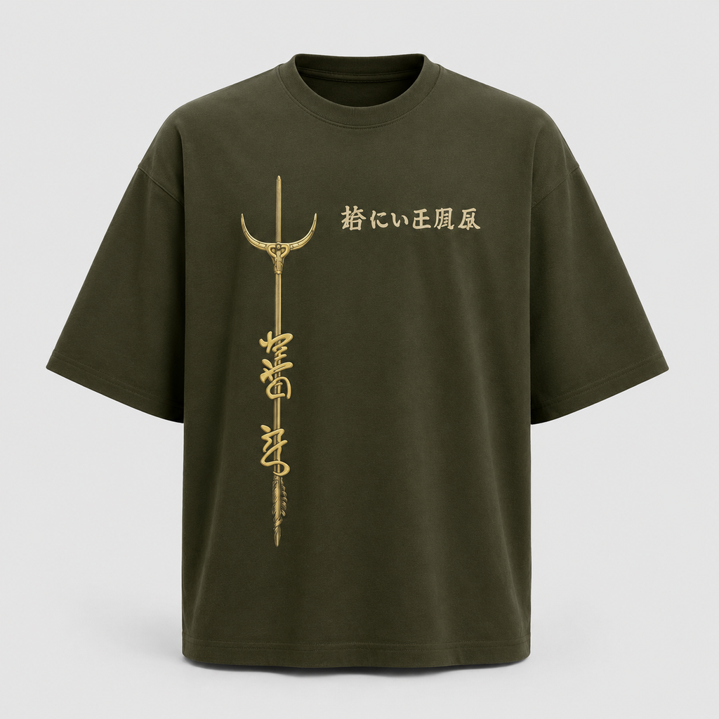 Artwear Golden Serpent Spear Oversized T-Shirt