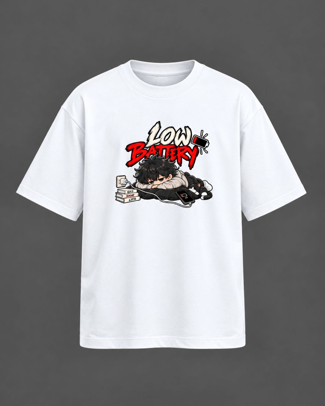 Low Battery Graphic Oversized T-Shirt