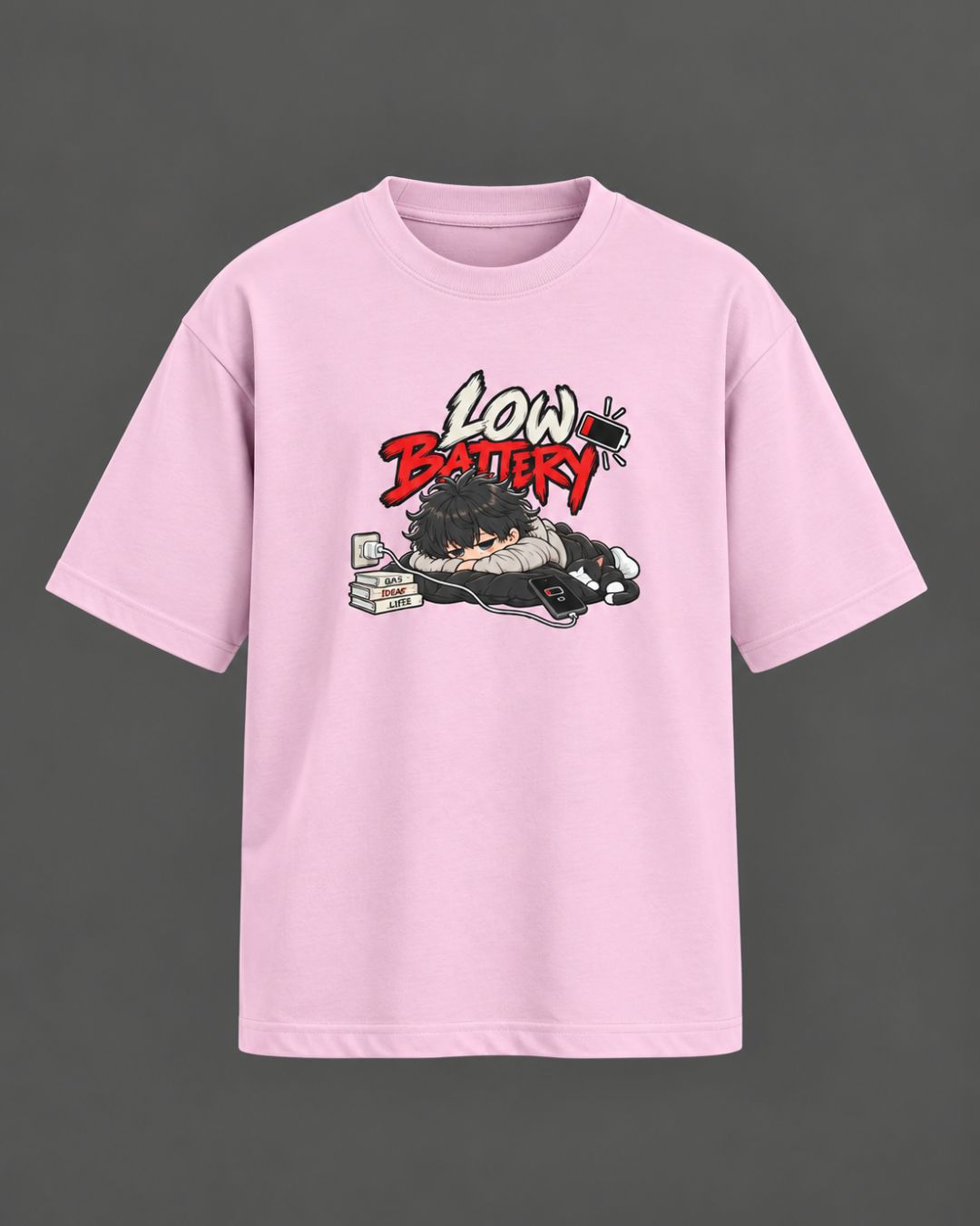 Low Battery Graphic Oversized T-Shirt